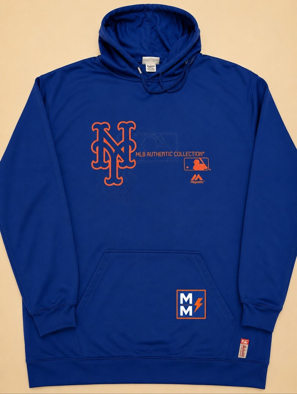 NY Mets Majestic Authentic Therma Base Hoodie 2XT Big Tall Blue  Pullover NWOT